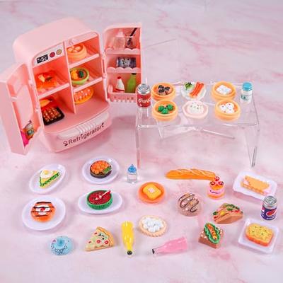  Dollhouse Refrigerator Mini Fridge Toy with Mini Food