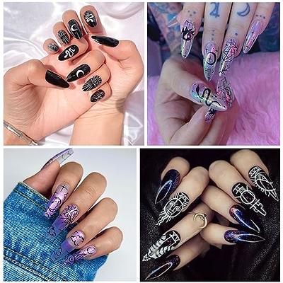 Line Nail Art Stickers Decals, 6 Sheets 3D Metal Black White Silver Green  Blue Line Nail Decals Self-Adhesive Curve Stripe Lines Design Nail Sticker  Foil Nail Art Accessories French Nail Art -