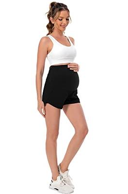 Foucome Women's Maternity Athletic Shorts Over Belly Quick-Dry