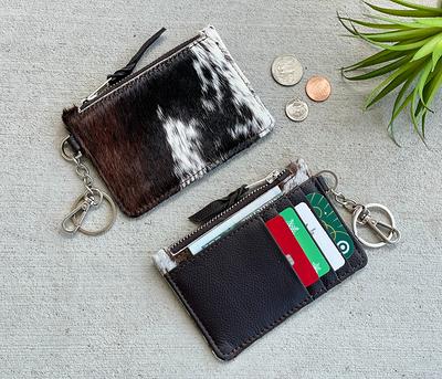 Women Zipper Leather Wallet Change Wallet ID Card Coin Purse with Key Ring  Gift