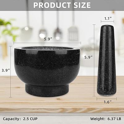 Mortar and Pestle Set with Bamboo Base 1.5 Cup / Black