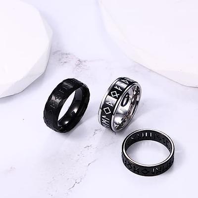 Stainless Steel Rings for Men Wedding Ring Cool Simple Band 8mm Width 3Pcs  A Set