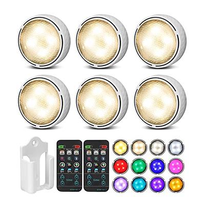 LEASTYLE LED Puck Lights with Remote Control 6 Pack, LED Under Cabinet  Lighting,Puck Lights Battery Operated, Closet Light, Under Counter  Lighting