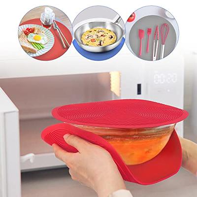 2 in 1 Microwave Cover & Mat, Clear Microwave Splatter Cover for Food Guard Lid Plate Cover, Silicone Heat Resistant Microwave Mat Non-Slip Drying