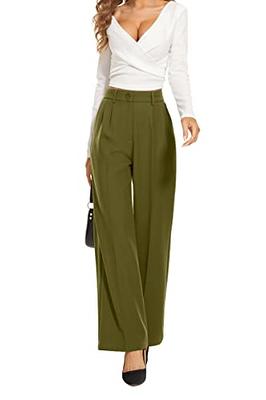 midelxp Elastic High Waisted Dress Pants for Women Casual Business Work  Pants with Pockets Pull on Regular Slacks for Office Comfy Work Pants Women High  Waisted Trousers Pull on Dress Pants for