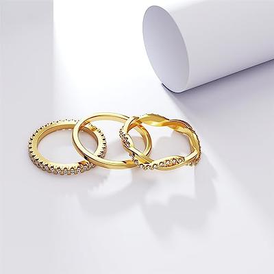 DEARMAY Stackable Cubic Zirconia Gold Rings Set for Women Stack Stacked  Stackable Dainty 14K Real Gold Ring Pack Thumb Fashion Ring Simple Non  Tarnish Unique Statement Rings Size 8 - Yahoo Shopping