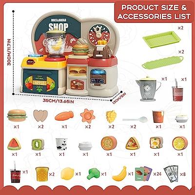 Kids Play Kitchen Toy Set,Kitchen Appliance Toys Bread Toaster  Machine/Coffee Machine/Juicer with Realistic Light Sound Kitchen  Accessories Set for