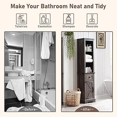 OKD Over The Toilet Storage Cabinet, Farmhouse Storage Cabinet Over Toilet  with Sliding Barn Door & Adjustable Shelves, Home Space Saver for Bathroom