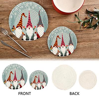 Winter Gnome Cute Pot Holders Trivets 2 Pcs Heat Resistant Trivets