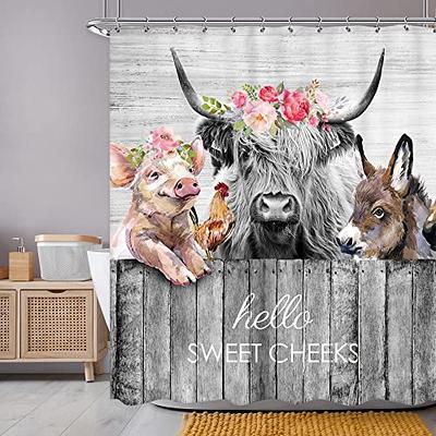 GUBIYU Farmhouse Highland Cow Shower Curtain 72