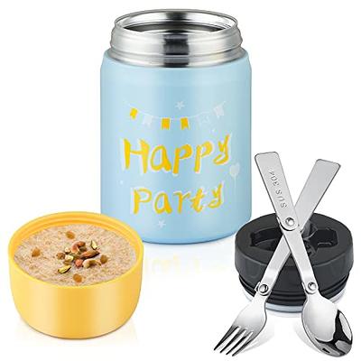 Thermos for Hot Food,Thermos Water Bottle,Thermos Stainless Steel,Vacuum Insulated Food Jar for Hot and Cold with Handle and Folding Spoon (White)