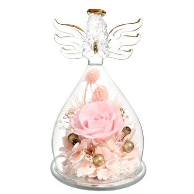 Preserved Real Rose in Glass Angel Figurines, Handmade Flower Angel Gifts  for Women, Mom, Friends on Valentine's Day, Mother's Day, Thanksgiving Day