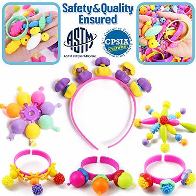 FUNZBO 620+ Snap Pop Beads Kit- Kids Jewelry Making Kit with Bracelets,  Headbands & Rings