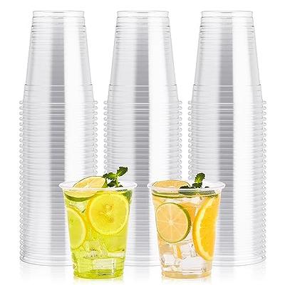 Clear Plastic Cups with Lids, 12 oz, 100 Pack