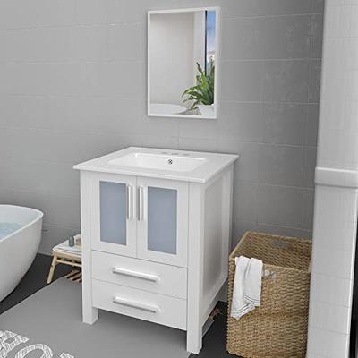 Eclife 24 Bathroom Corner Cabinet with Mirror, Wall Mount Mirror Cabi