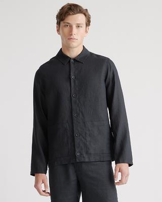 Quince  Men's 100% European Linen Shirt Jacket in Black, Size