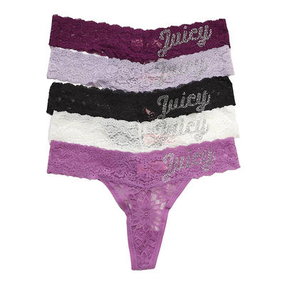 Juniors Juicy Couture 5pk. Lace Thong Panties JC9889-5PKBR - Yahoo