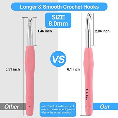 6.0mm and 6.5mm Crochet Hook，2pack Size Crochet Hook Aluminum Soft Grip  Rubber Handle Needles,Ergonomic Handle Crochet Hooks Set, Crochet Needle  for