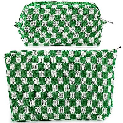  ZLFSRQ 2Pcs Checkered Makeup Bag for Women Large