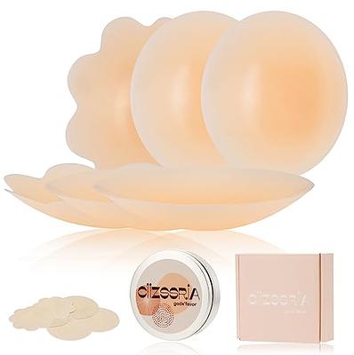 Nipple Covers Pasties for Women - Reusable Adhesive Nippleless covers  Silicone Breast Petals round Nude
