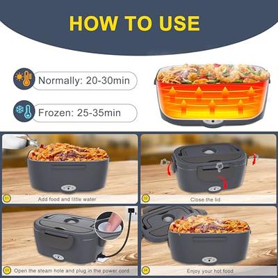  COROTC Electric Lunch Box, 3 IN 1 12V/24V/110V Heated Lunch  Boxes for Work Car/Truck, Portable Microwave with 1.5L 304 Stainless Steel  Container/Fork/Spoon/Insulated Carry Bag: Home & Kitchen