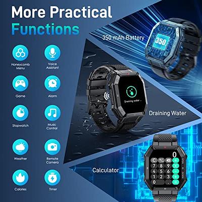 Military Smart Watch for Men Outdoor Waterproof Tactical Smartwatch  Bluetooth Dail Calls Speaker 1.3'' HD Touch Screen Fitness Tracker Watch  Compatible with iPhone Samsung 