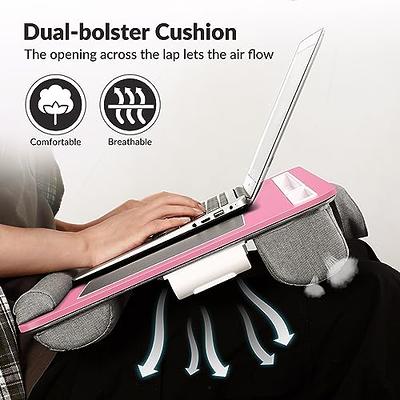 PORTABLE LAP DESK LAPTOP TRAY WITH PILLOW CUSHION MOUSE PAD PHONE TABLET  SLOT