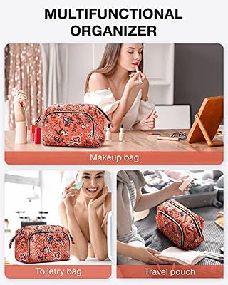 BAGSMART Travel Makeup Bag, Cosmetic Bag Make Up Pouch Small Travel Zipper  Pouch,Water-resistant Toiletry Bag,Makeup Organizer Bag for Women,Pink