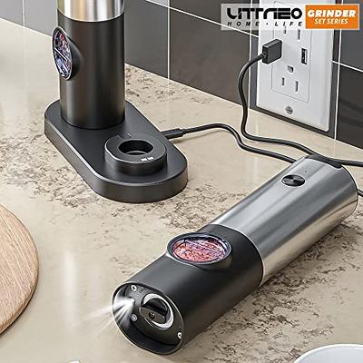  SimCoker Electric Salt and Pepper Grinder Set, Battery Operated  Stainless Steel Pepper Grinder Mill Electric with Light, Automatic One  Handed Operation, Adjustable Coarseness, Ceramic Grinder, 2 Pack: Home &  Kitchen