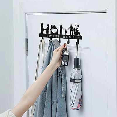 Coat Rack Wall Mount, Entryway Key Holder Black Wall Metal Hooks