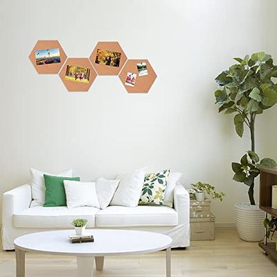 BlueGift Hexagon Cork Board Tiles 11.81”X 10.24” – 1/2” Thick Self Adhesive  Cork Board for Wall - 4 Pack Bulletin Board Pin Board Cork Tiles for