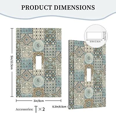 Blue Mexican Tile Pattern Quad Toggle Light Switch Cover 4 Gang Decorative  Wall Plate for Bedroom Office Kitchen Accessories Room Decor Faceplate 8 X  4.50 