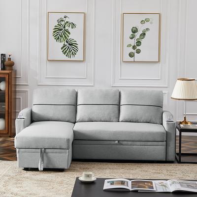Sectional Sofa Bed Fabric Padded Pull