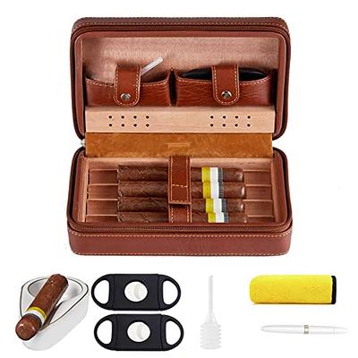 Flauno Cigar Travel Humidor Case, Leather Cigar Case with Cedar