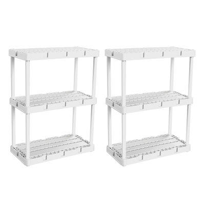 Gracious Living 3 Shelf Storage Unit Organizers for Home or Garage, White (2 Pack)