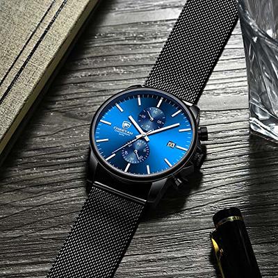 GOLDEN HOUR Fashion Business Mens Watches with Stainless Steel Waterproof  Chronograph Quartz Watch for Men, Auto Date