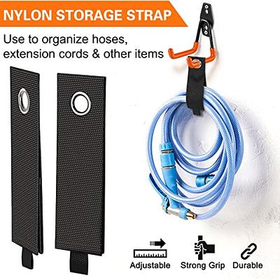 COCOYA Garage Hooks, Large 4-Pack Shed Storage Hanger 7.5 Long Heavy Duty  Wall Mount Double Holder with 2 Extension Cord Storage Straps, Organize