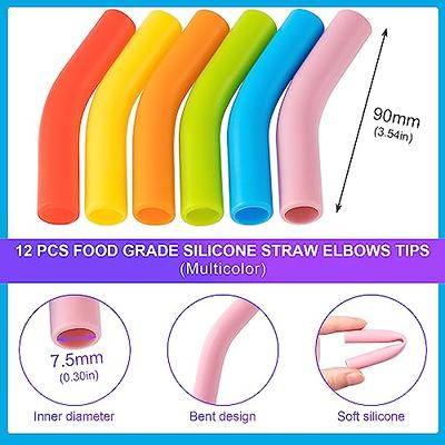 12Pcs Silicone Straw Tips Reusable Rubber Straw Covers Black Flex