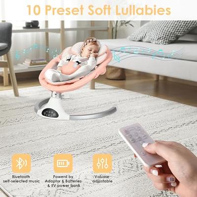 Electric Baby Swing, Bioby Infant Swing Chair Rocker with Remote Control, 5  Swing Speeds, Seat Belt, Bluetooth Music, Grey 