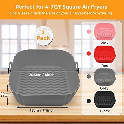 2-pack Square Silicone Air Fryer Liners 8 Inch For 4 To 7 Qt