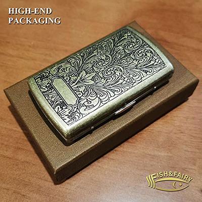 Vintage Metal Cigarette Case Box Gold Men Tobacco Holder for 20s 85mm King  Size