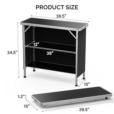 HYMnature Folding Camping Table with Storage Compartment Aluminum  Lightweight Camp Kitchen Table Height Adjustable Indoor/Outdoor Table  Perfect for