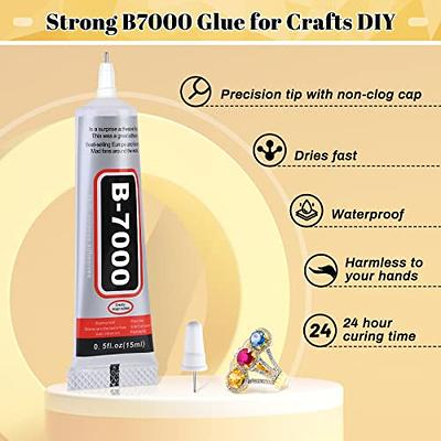 B7000 Glue with Rhinestone Applicator Kit, Clear B-7000 Glue with Precision  Tip Art Dotting Stylus Pens Super Glue Adhesive for Phones Repair Jewelry  Bead Nail Crafts DIY (4 PCS, 15 ML/ 0.5