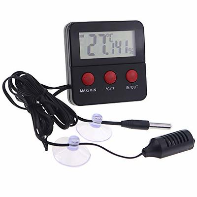 Reptile Thermometer Humidity and Temperature Sensor Gauges Reptile Digital  Thermometer Digital Reptile Tank Thermometer Hygrometer with Hook Ideal for