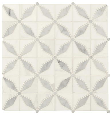 MSI Bianco Dolomite Geometrica 12 in. x 12 in. x 10 mm Polished Marble  Mesh-Mounted Mosaic Tile (10 sq. ft. / case) 