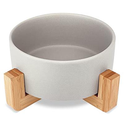 Ceramic Dog Bowls with Wood Stand, Dog Water Bowls and Food Dish