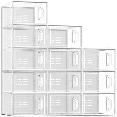 SEE SPRING X-Large 12 Pack Shoe Storage Box, Clear Plastic Stackable Shoe  Organizer for Closet, Shoe Sneaker Containers Bins Holders Fit up to Size  13 (Black) - Yahoo Shopping