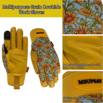 MSUPSAV Thorn Proof Gardening Gloves with Grip,Garden Gloves for Women,Cowhide  Leather Work Gloves,Gardening Gifts for Women,Daisy,Large - Yahoo Shopping