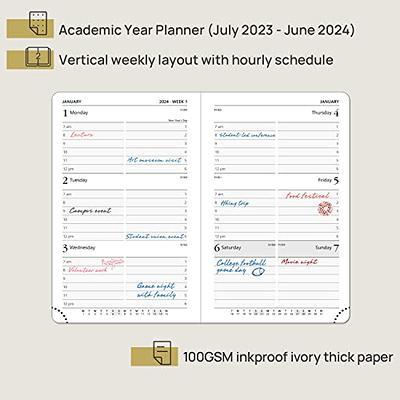  POPRUN Pocket Calendar 2023-2024 for Purse 3.5''x6.5''  Hardcover (17-Month: Aug 2023 Through Dec 2024) Small Academic Planner  Daily Weekly Monthly Agenda with Pen Holder (Light Yellow) : Office Products