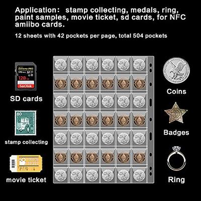 MUDOR Stamp Albums for Collectors, 1 Pockets Stamp Book for Collectors, 10  Sheets Stamp Stockbook, Black (Black-1 Row)